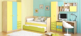 Детская комната Смайли (Желтый/Голубой/Зеленый/корпус Клен) в Чебоксарах - cheboksary.katalogmebeli.com | фото
