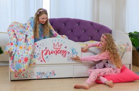 Кровать детская Эльза с бортиком Принцесса Белый/Фиолетовый в Чебоксарах - cheboksary.katalogmebeli.com | фото