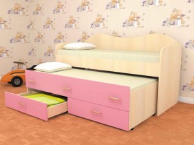 Кровать детская Нимфа двухместная 2.0 Дуб молочный/Розовый в Чебоксарах - cheboksary.katalogmebeli.com | фото