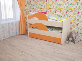 Кровать детская Радуга 1600 Млечный дуб/Оранжевый в Чебоксарах - cheboksary.katalogmebeli.com | фото
