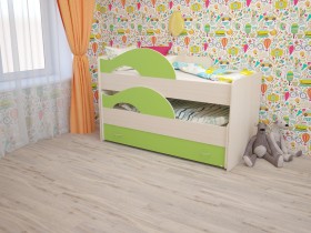 Кровать детская Радуга 1600 Млечный дуб/Салатовый в Чебоксарах - cheboksary.katalogmebeli.com | фото