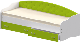 Кровать Софа-8 с мягкой спинкой (900х1900) Белый/Лайм в Чебоксарах - cheboksary.katalogmebeli.com | фото