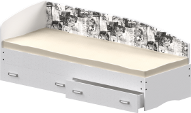 Кровать Софа-9 с мягкой спинкой с рисунком Милана (900х1900) Белый в Чебоксарах - cheboksary.katalogmebeli.com | фото