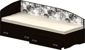 Кровать Софа-9 с мягкой спинкой с рисунком Милана (900х1900) Венге в Чебоксарах - cheboksary.katalogmebeli.com | фото 1