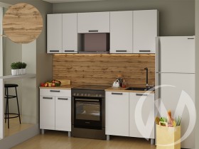 Кухня Кьяра 2.0 м с окапом (белый/карбон фарфор/26мм/дуб вотан) в Чебоксарах - cheboksary.katalogmebeli.com | фото
