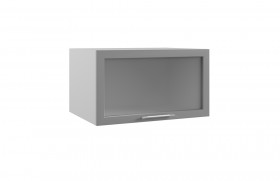 Квадро ГВПГС 800 шкаф верхний горизонтальный глубокий со стеклом высокий (Железо/корпус Серый) в Чебоксарах - cheboksary.katalogmebeli.com | фото