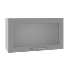 Квадро ВПГС 800 шкаф верхний горизонтальный со стеклом высокий (Ваниль кожа/корпус Серый) в Чебоксарах - cheboksary.katalogmebeli.com | фото