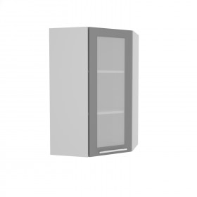 Квадро ВПУС 550 шкаф верхний угловой со стеклом высокий (Железо/корпус Серый) в Чебоксарах - cheboksary.katalogmebeli.com | фото