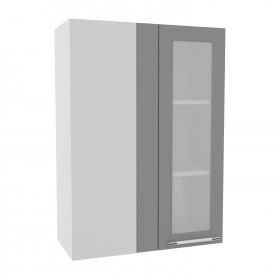 Квадро ВПУС 650 шкаф верхний угловой со стеклом высокий (Железо/корпус Серый) в Чебоксарах - cheboksary.katalogmebeli.com | фото