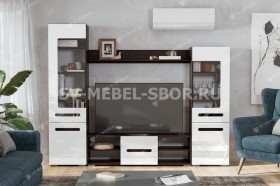 Мебель для гостиной МГС 6 (Исполнение 1/Венге/Белый глянец) в Чебоксарах - cheboksary.katalogmebeli.com | фото 1