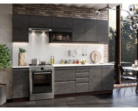 Модульная кухня Бруклин 2,8 м (Бетон черный/Венге) в Чебоксарах - cheboksary.katalogmebeli.com | фото