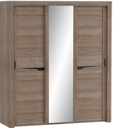 Шкаф трехдверный Соренто с раздвижными дверями Дуб стирлинг/Кофе структурный матовый в Чебоксарах - cheboksary.katalogmebeli.com | фото